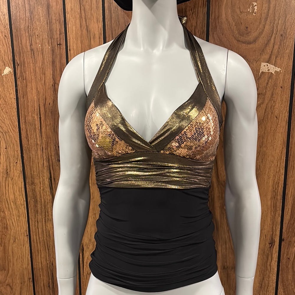 Gold and Black Halter Top